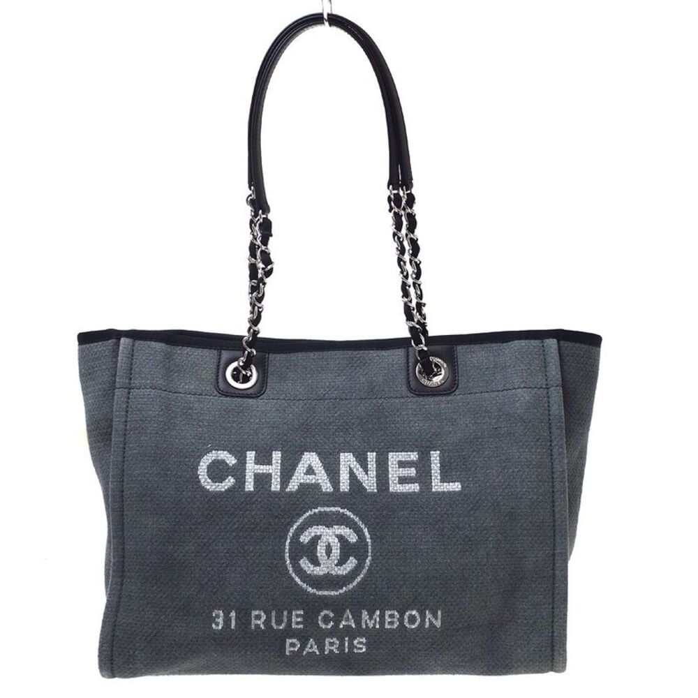 Chanel Deauville Canvas Gray Canvas Tote Bag Bag